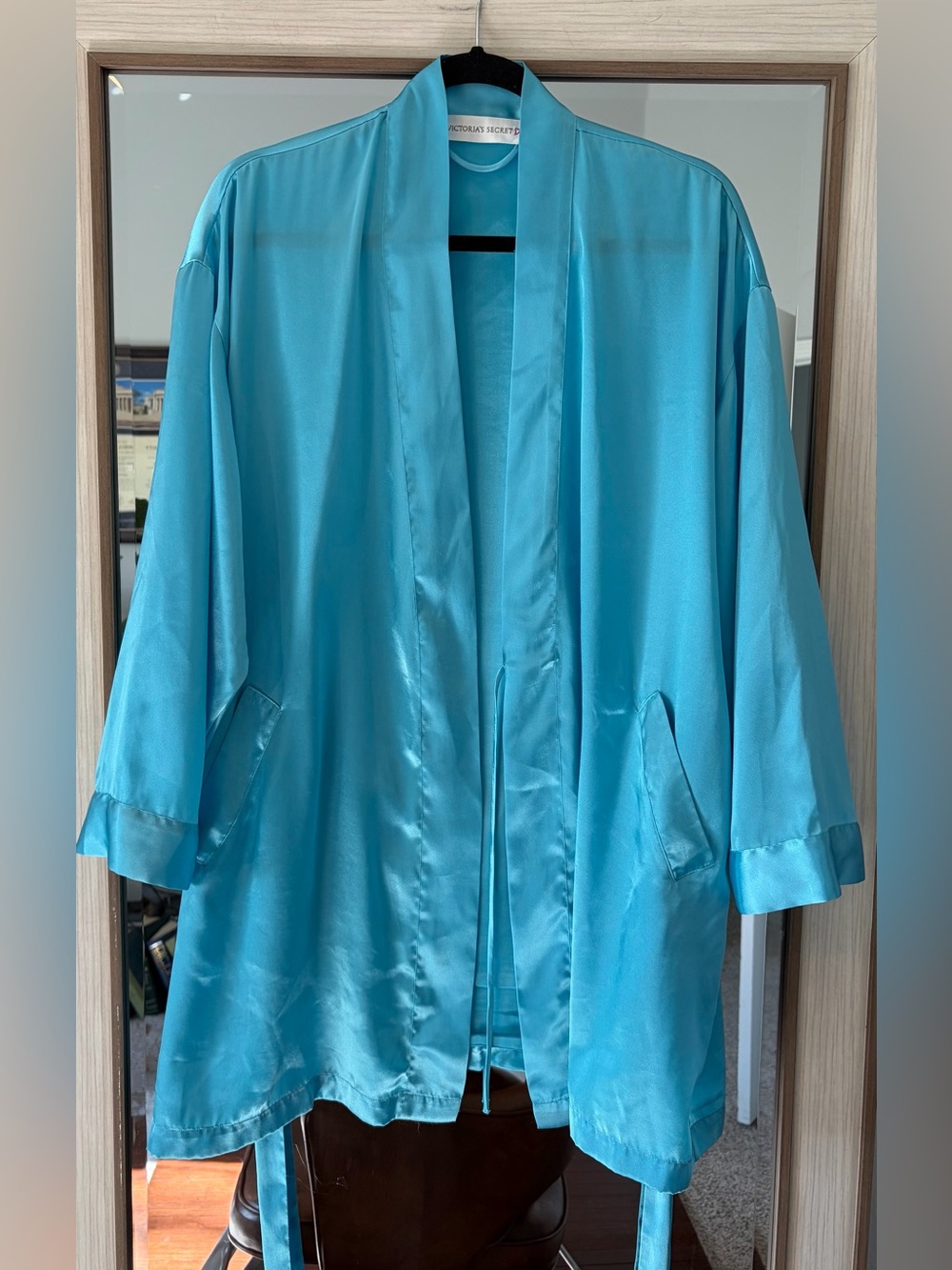 Vintage Victoria's 1996 Blue Kimono Robe One Size with belt Classic